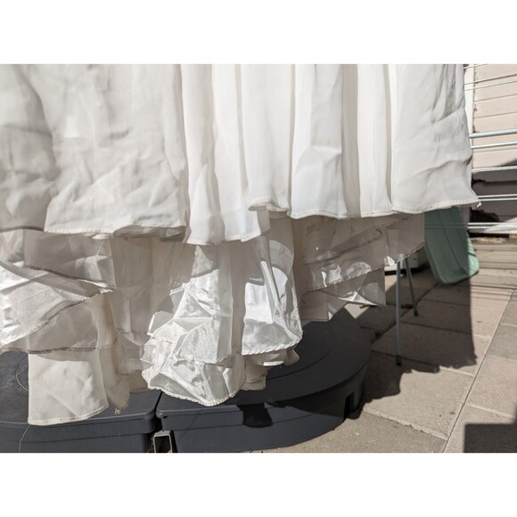 Prom Dress: Strapless, White W/ Gold Sz 10 Royal Queen Collection - Picture 5 of 16